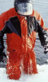 Ice Rider by Mustang Survival drains quickly to prevent hypothermia when snowmobiling