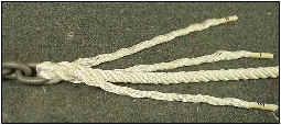 Rope to chain splicing three strand